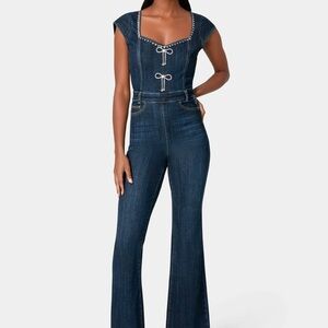 Bebe Dark Blue Jean jumpsuit
